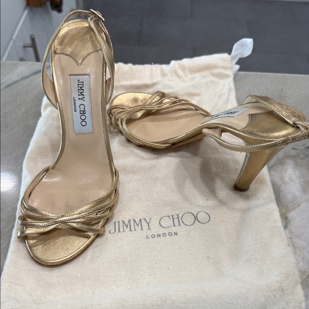 Jimmy Choo Metallic Gold Sandals